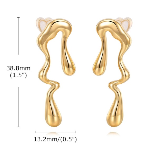 New! Anthropologie Dripping Gold Plated Hoop Earrings (2010) NWOT - Picture 2 of 2